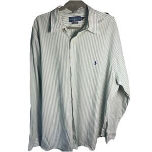 Ralph Lauren Long Sleeve Men's 2XB Green Lavender Striped Dress Shirt